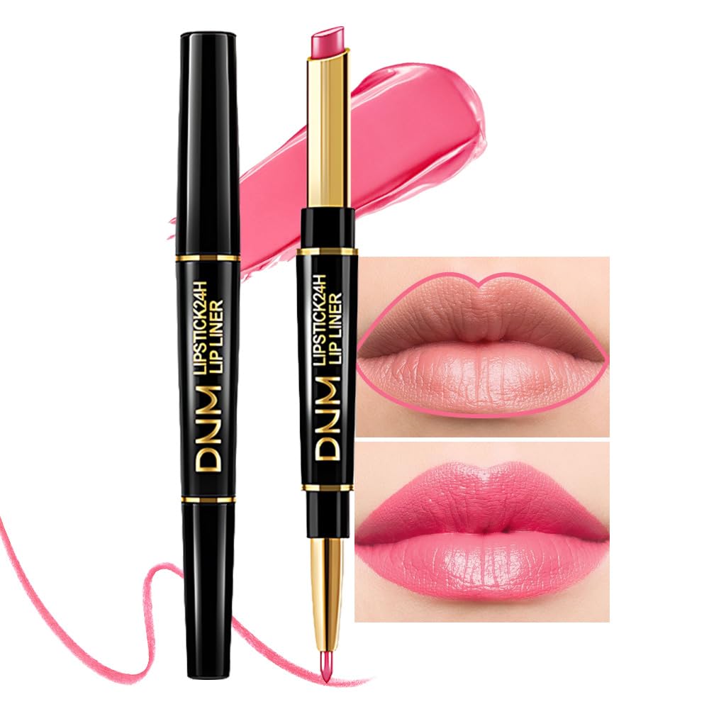 Evpct Dnm 1Pcs Mauve Warm Pink Shine Lip Liner And Lipstick Combo Set Kit For Women, Moisturizing Glossy Tinted Lip Stick Balm,