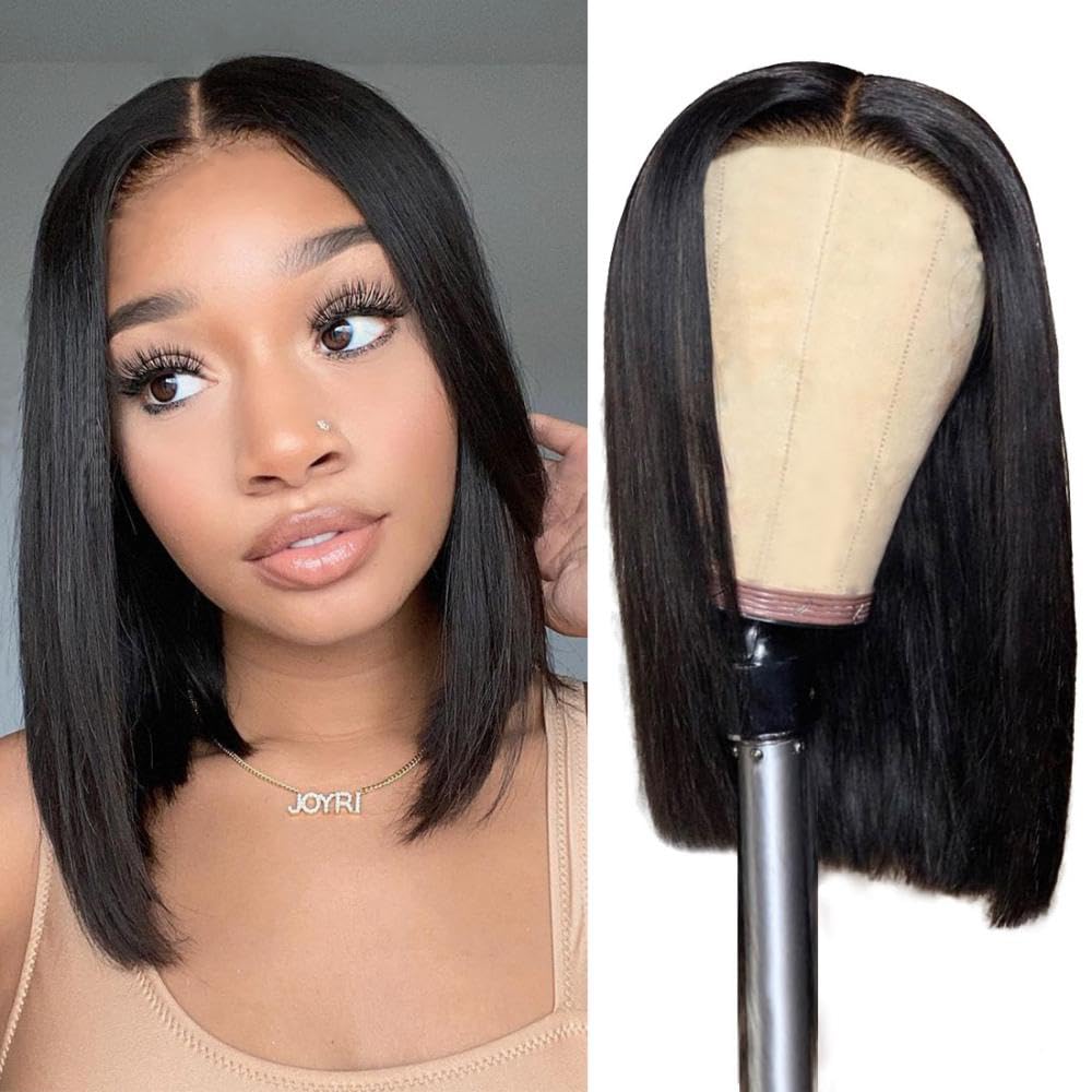Foreverlove 12 Inch Bob Wig Human Hair Ready To Wear Glueless 4X4 Lace Closure Wigs Human Hair Pre Cut 180% Density Unprocessed