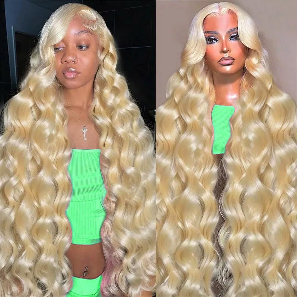 Sweetie 34 Inch 613 13X4 Lace Front Wig Human Hair 200% Density 12A Blonde Wig Human Hair Body Wave Lace Front Wigs Human Hair F