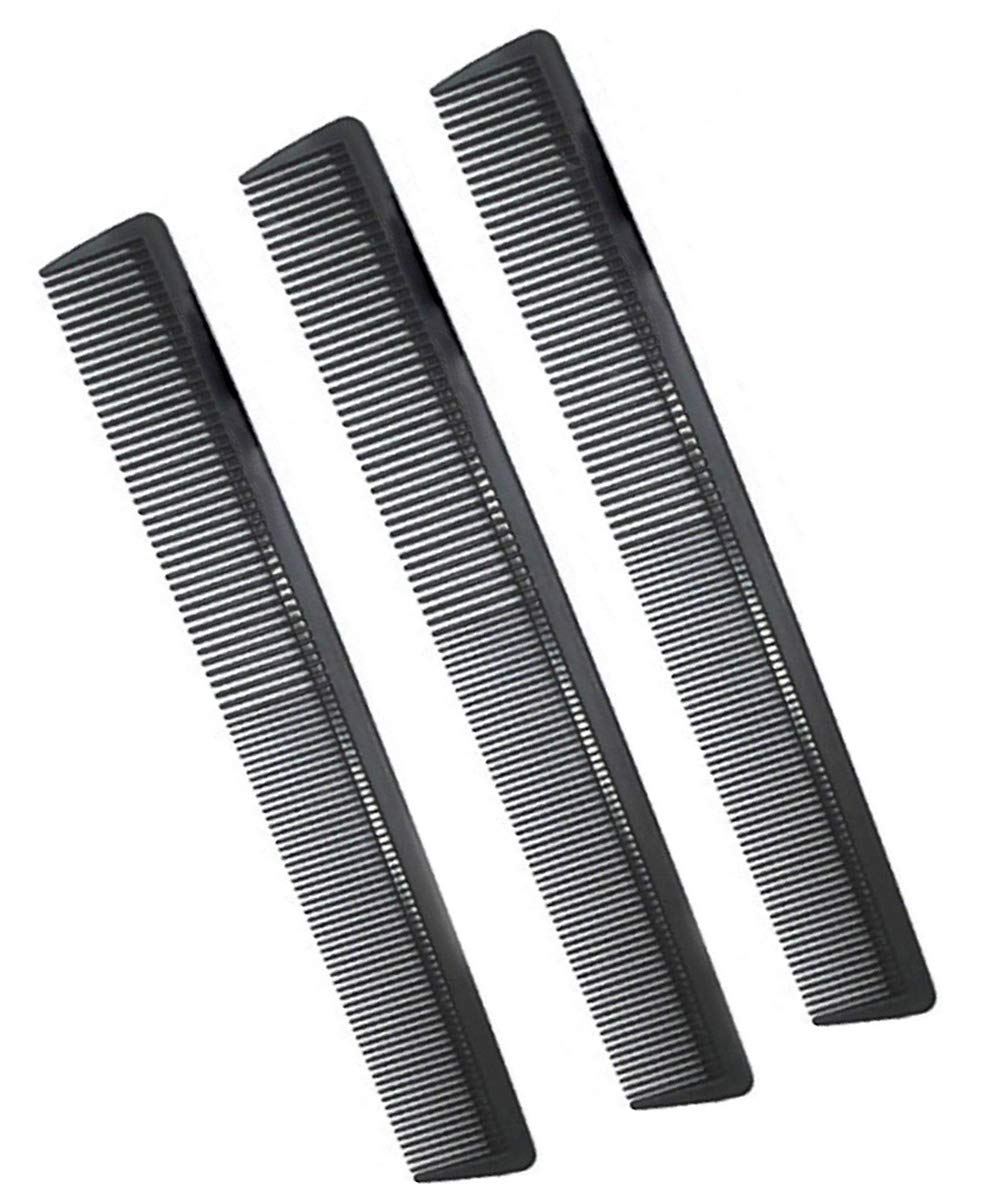 3 Pack Carbon Fiber Cutting Comb - Professional 8.15 ' Styling Comb For All Hair Types, Fine And Wide Tooth