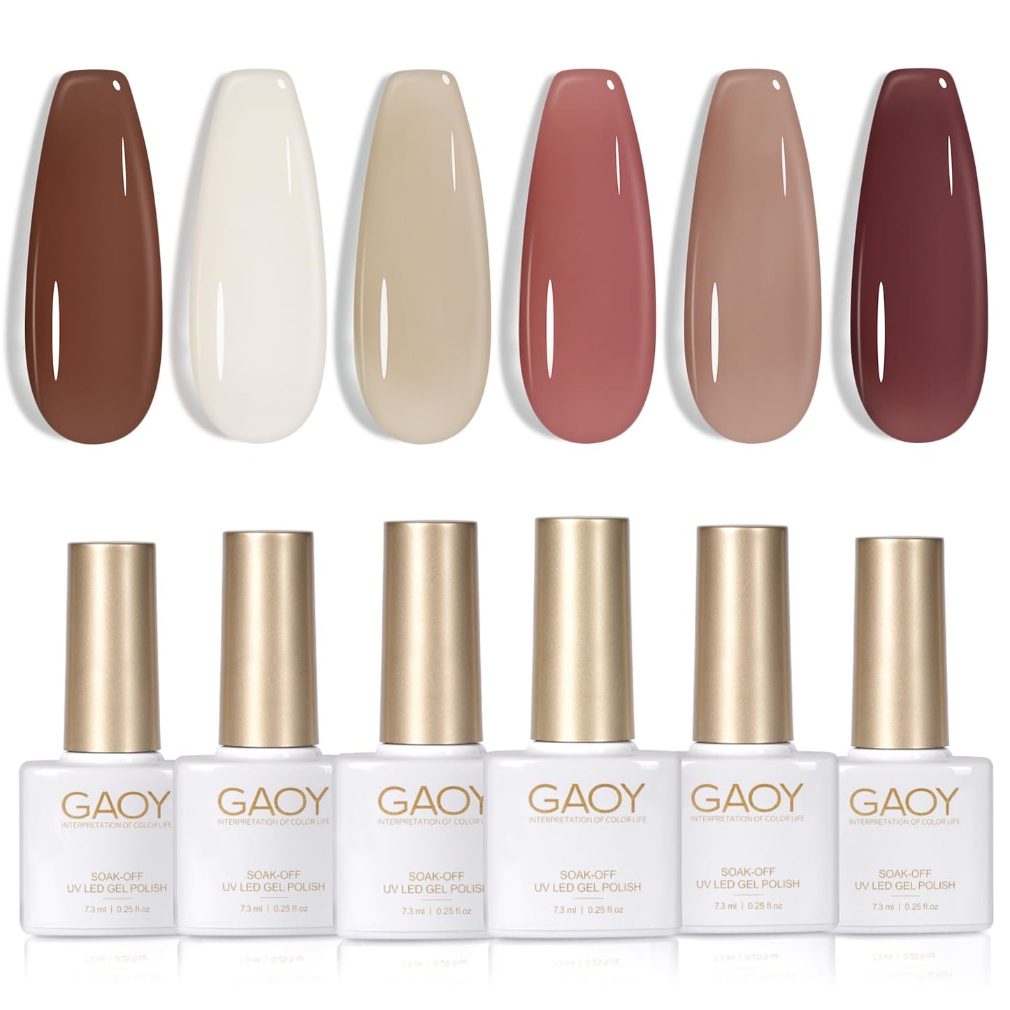 Gaoy Jelly Milky White Gel Nail Polish Set, 6 Translucent Sheer Maroon Uv Colors For Art Home Diy Manicure Kit