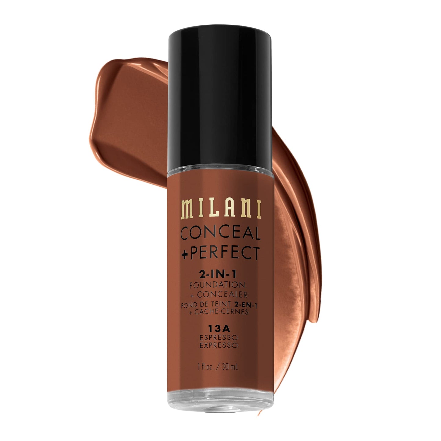 Milani Conceal + Perfect 1 Fl. Oz. Espresso Liquid Foundation - Cover Under-Eye Circles, Blemishes & Skin Discoloration For A Fl