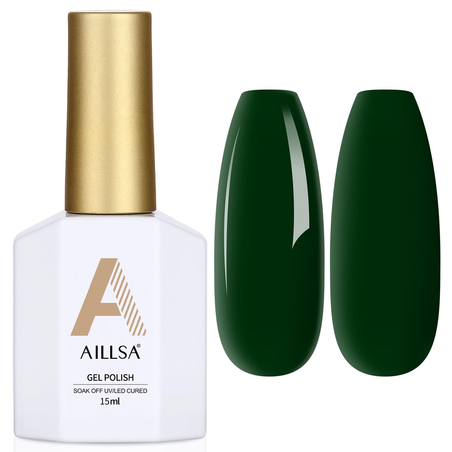 Aillsa Green Gel Nail Polish Dark Emerald Christmas Gel Polish Forest Green Opaque Gel Polish Winter Color Lake Green Gel Nail P