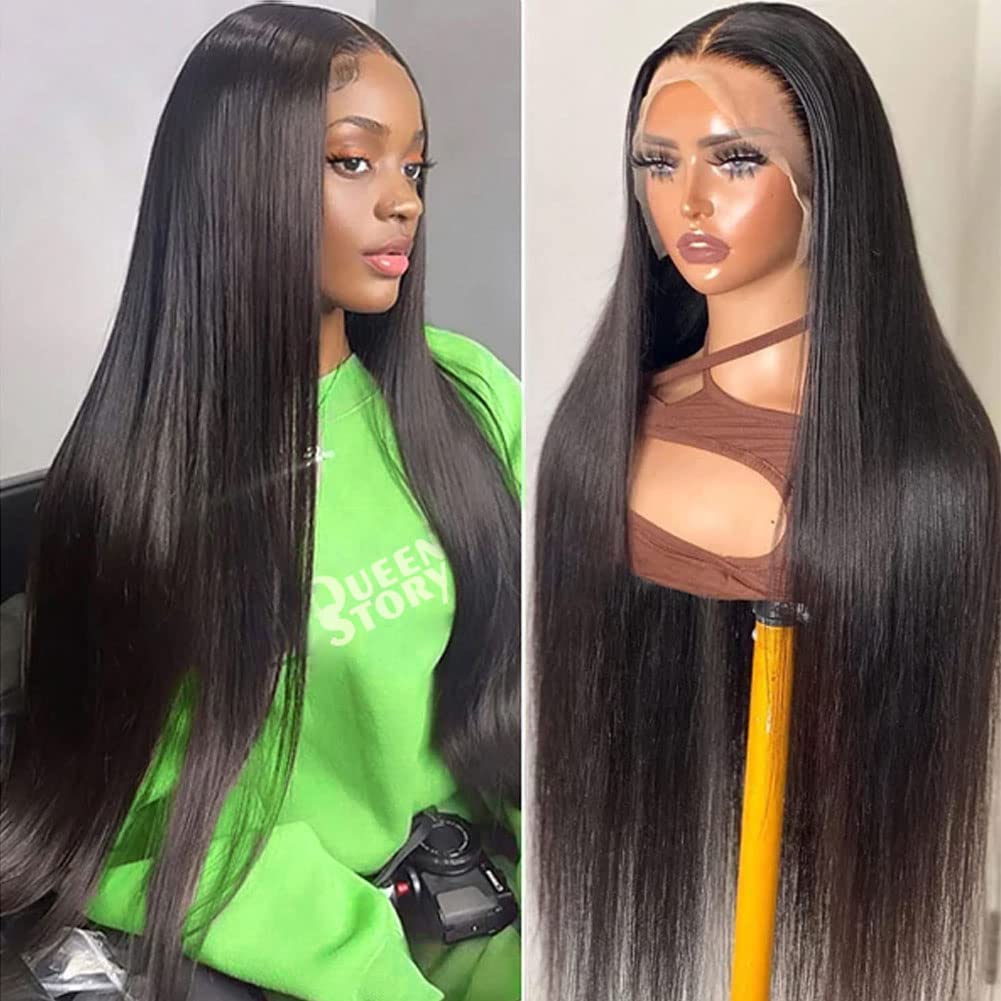 Queen Story 30 Inch Lace Front Wig Human Hair Pre Plucked With Baby Hair - 13X4 Straight Lace Front Wigs Human Hair, Glueless Wi
