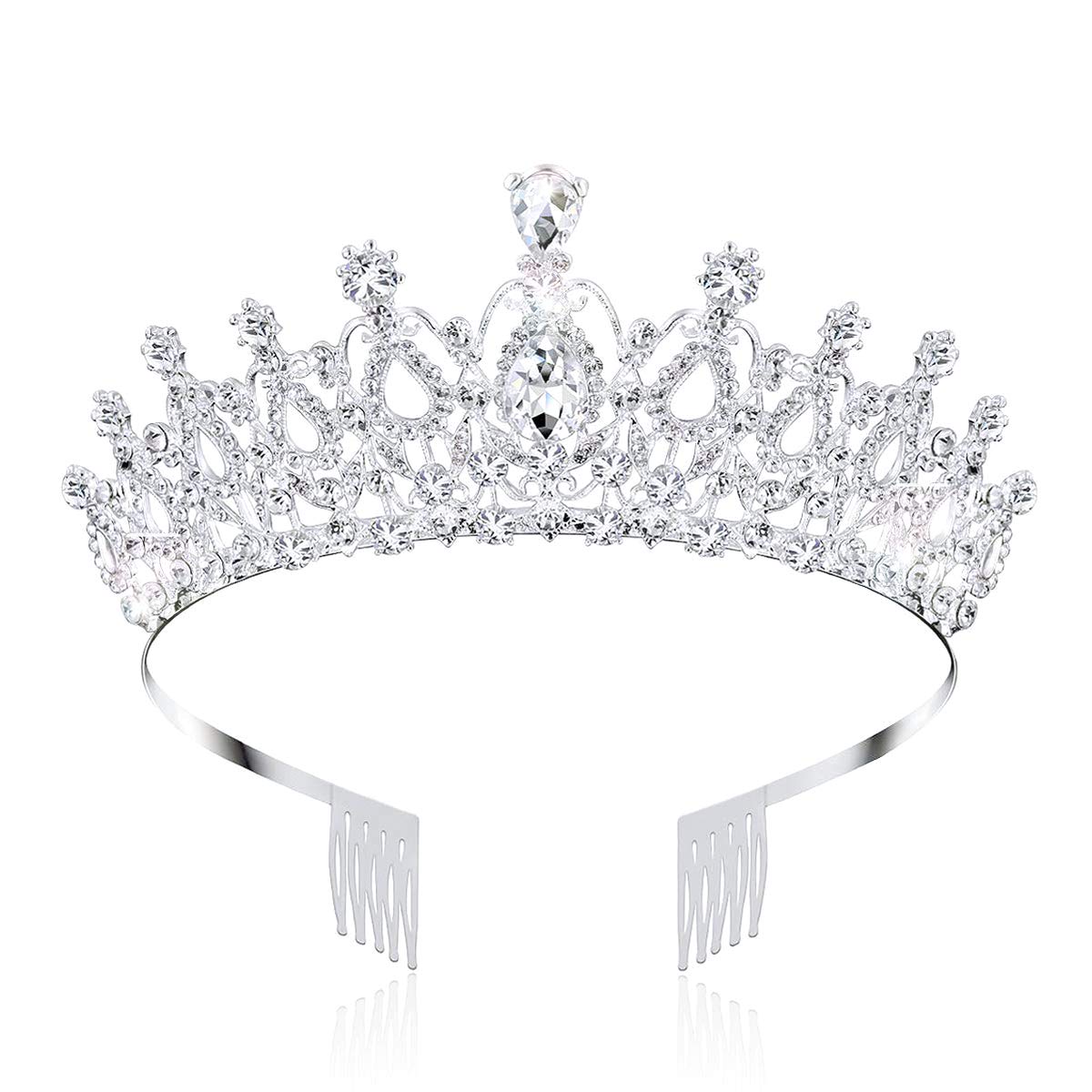 Aoprie 1980S Tiaras And Crowns For Women Silver Princess Tiara For Little Girls Crystal Crowns And Tiaras Hair Accessories For W