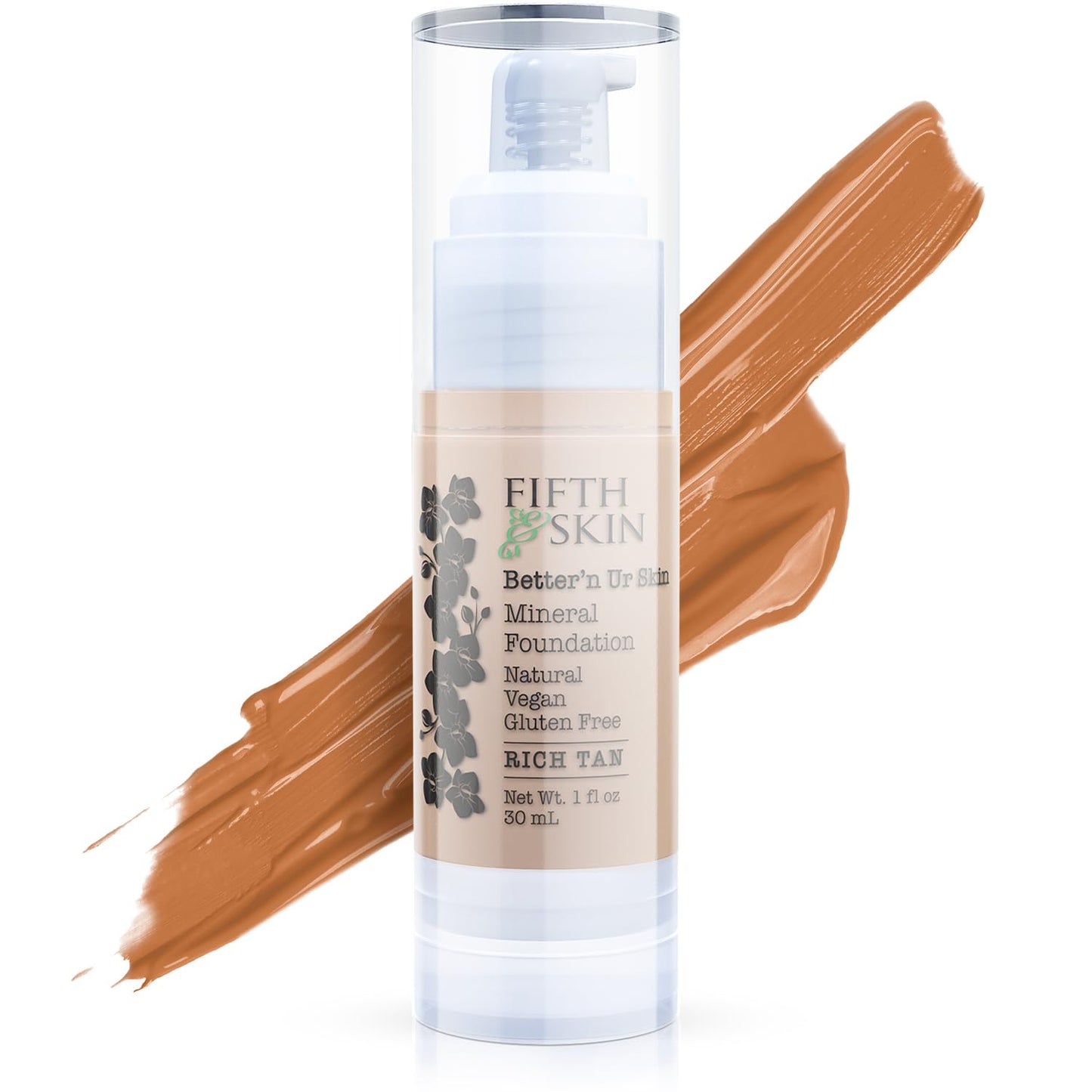Fifth & Skin: Bettern Ur Skin Liquid Foundation (Rich Tan) - Natural, Organic, Vegan, Cruelty-Free - Gluten-Free Beauty With Bui