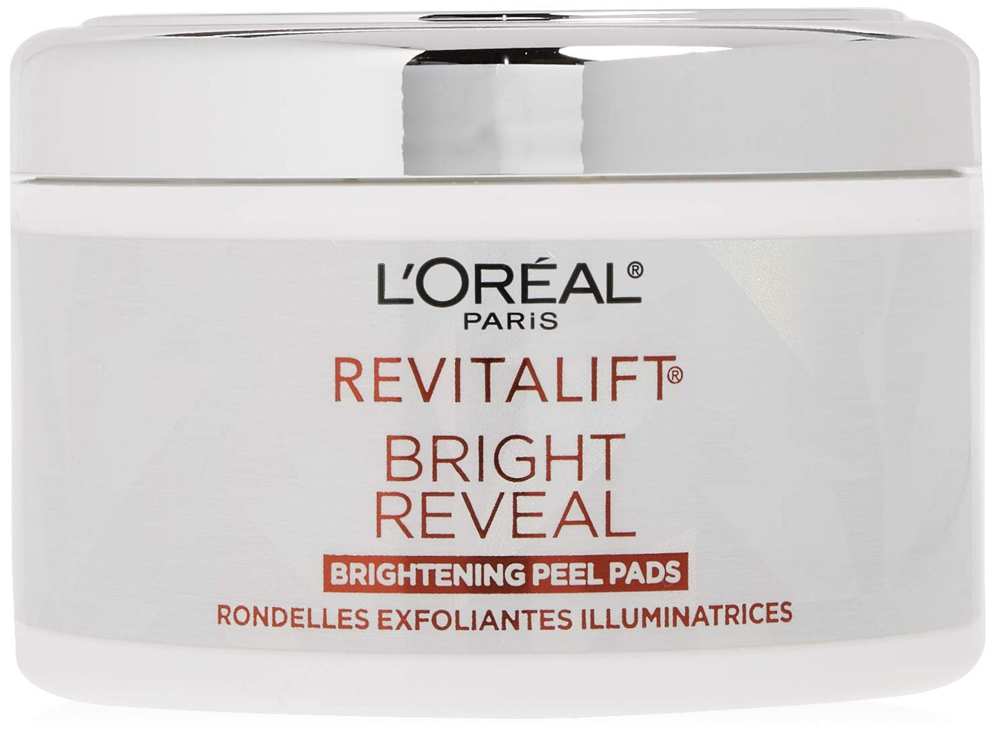 L'Or Al Paris Revitalift Bright Reveal Anti-Aging Exfoliating Peel Pads With Glycolic Acid, Reduce Wrinkles & Brighten Skin, 30