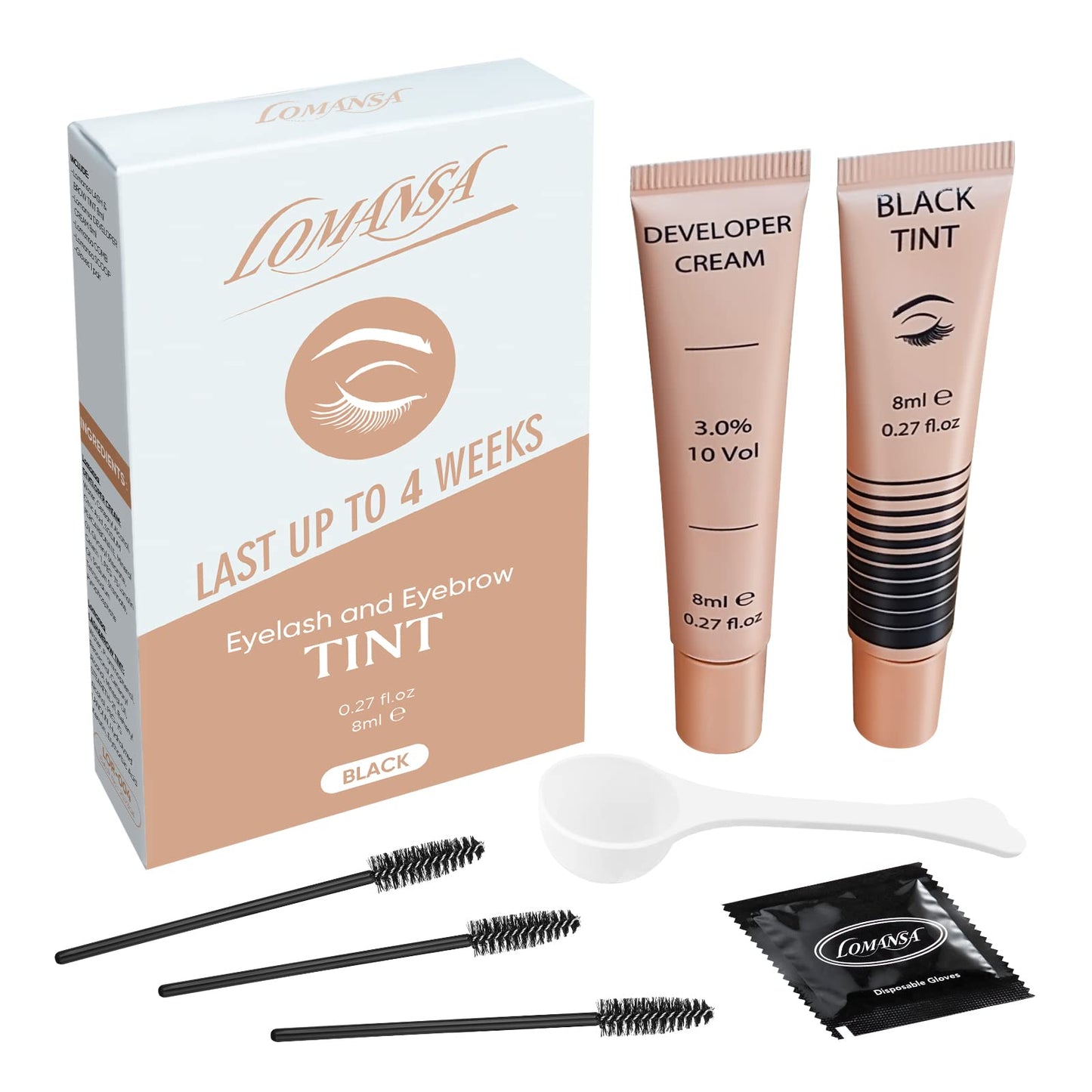 Lomansa Lash Tint Kit, Eyebrow Tint Black Instant Natural Results, Professional Eyelash Tint Kit Lasts Up To 4 Weeks For Salon H