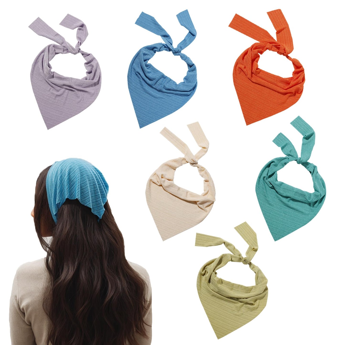 Vercret 6Pcs Hair Scarf Headband For Women, Hair Bandana Headbands, Head Wrap Scarves Covers Boho Triangle Kerchief Cute Hair Ac