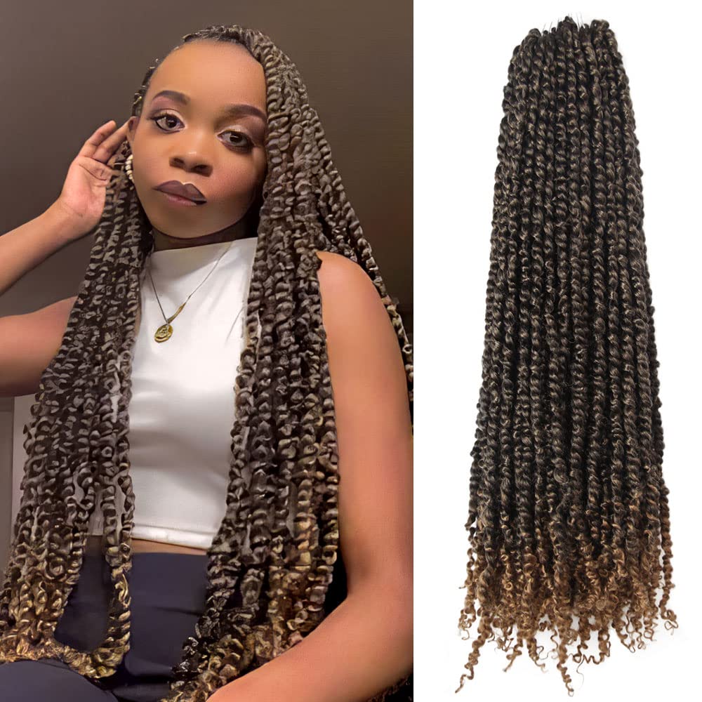 Wudas Long Passion Twist Hair 30 Inch Pre-Twisted Passion Twists Crochet Hair Ombre Honey Blonde Pre-Looped Synthetic Crochet Br