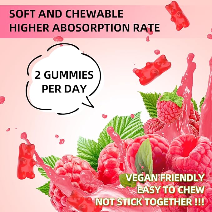Potassium Magnesium Supplement Gummies, Potassium Gummies for Adults Kids, High Absorption Magnesium Glycinate for Leg Cramps & Immune Health, Sugar-Free, Raspberry Flavors, 120 Count