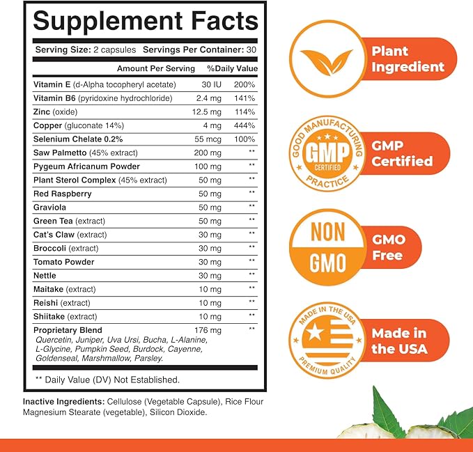 EliteXtreme Health Supplement - Natural Formula with Saw Palmetto, Plant Sterols, Zinc, and Vitamins | Non-GMO, Made in USA, 60 Capsules, 3 Month Supply