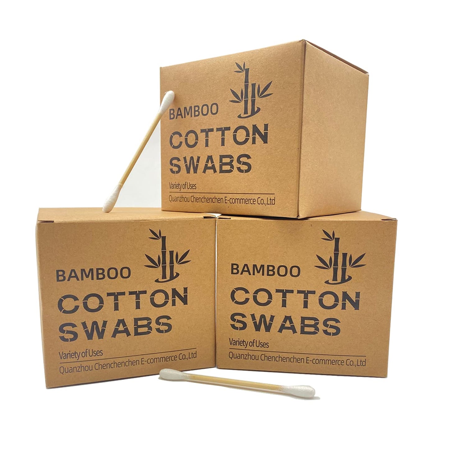 Xl Bamboo Cotton Swabs 900Ct, Natural Cotton Buds With Larger Tips For Personal Care,3 Pack Biodegradable Cotton Tips