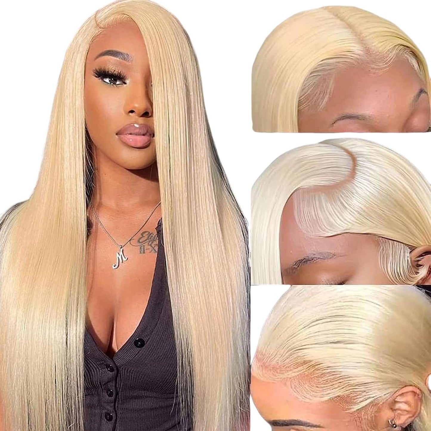 Bungiol 613 Blonde Lace Front Wig Human Hair 13X4 Hd Transparent Wig Human Hair 180% Density 28 Inch Brazilian Glueless Straight