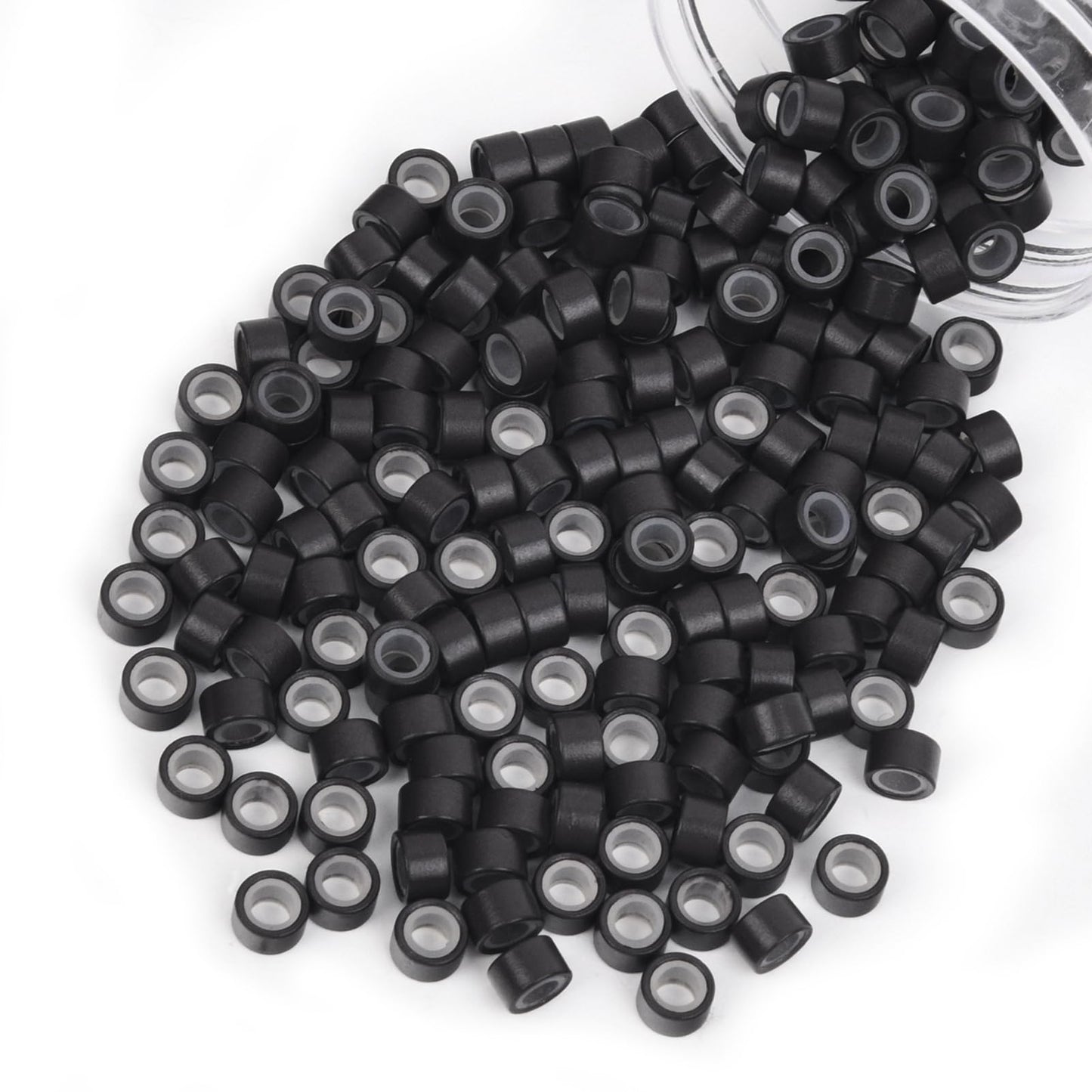 Vlasy 200Pcs 5Mm Silicone Lined Micro Ring Beads For Hair Extensions 5Colors Apply (200Pcs Dark Brown)