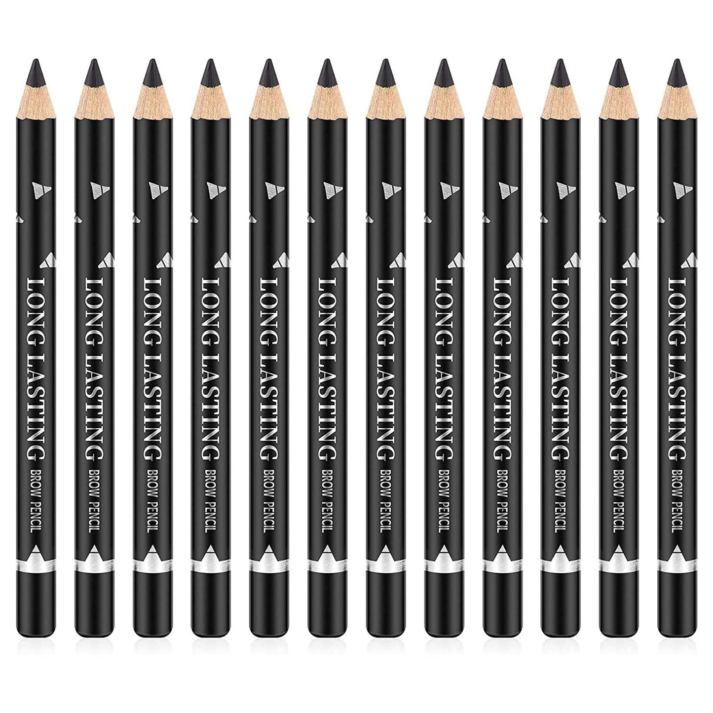 Go Ho 12 Pcs Black Eyebrow Eyeliner Pencils Makeup Pen,Sweatproof Eye Brow Pencil Black,Long-Lasting Nice Color Eye Brow Gel Pen