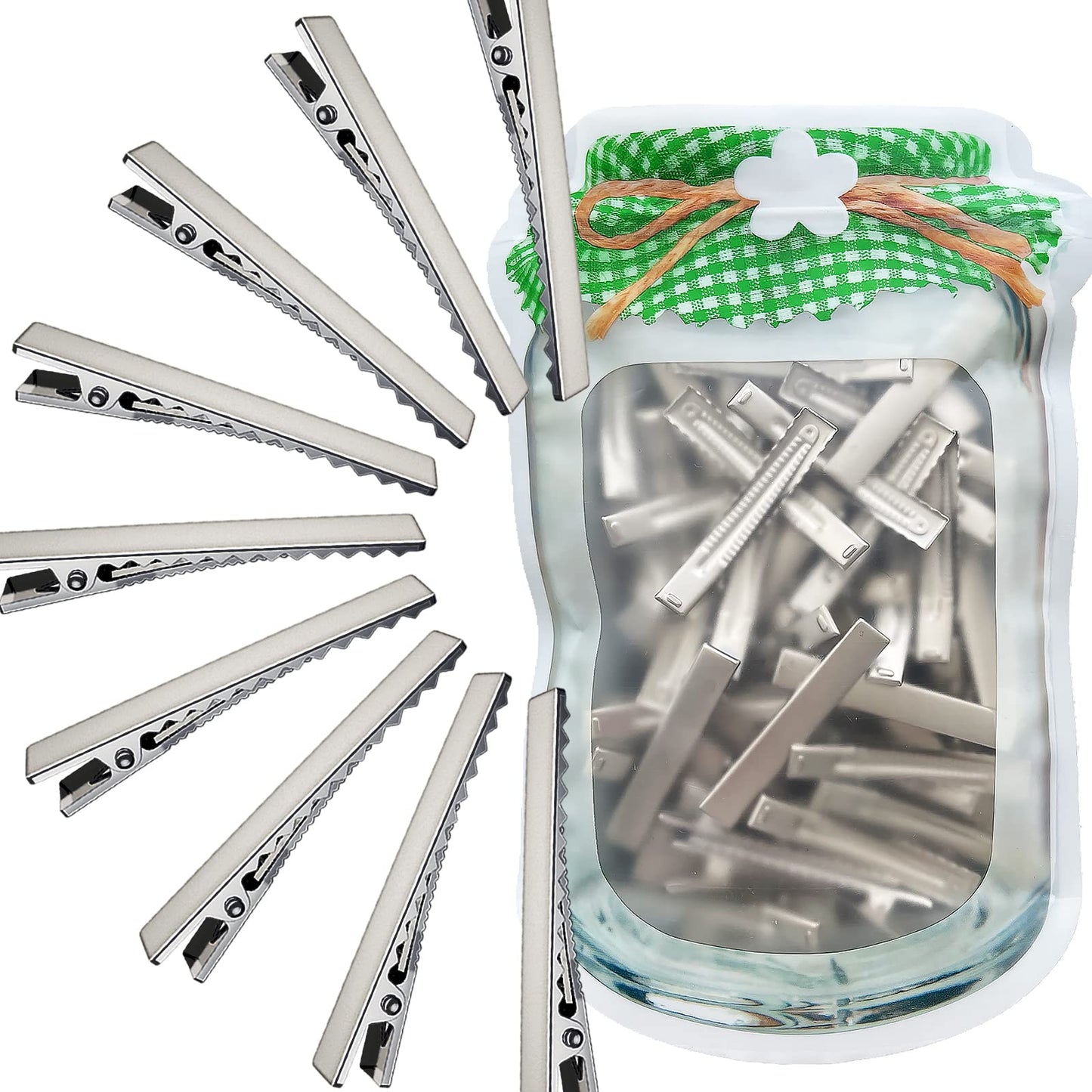 Hijeaton 60Pcs Alligator Metal Clips For Hair Bows And Crafts - Large Plain Diy Hairdresser Clips For Bow Making And Supplies (6