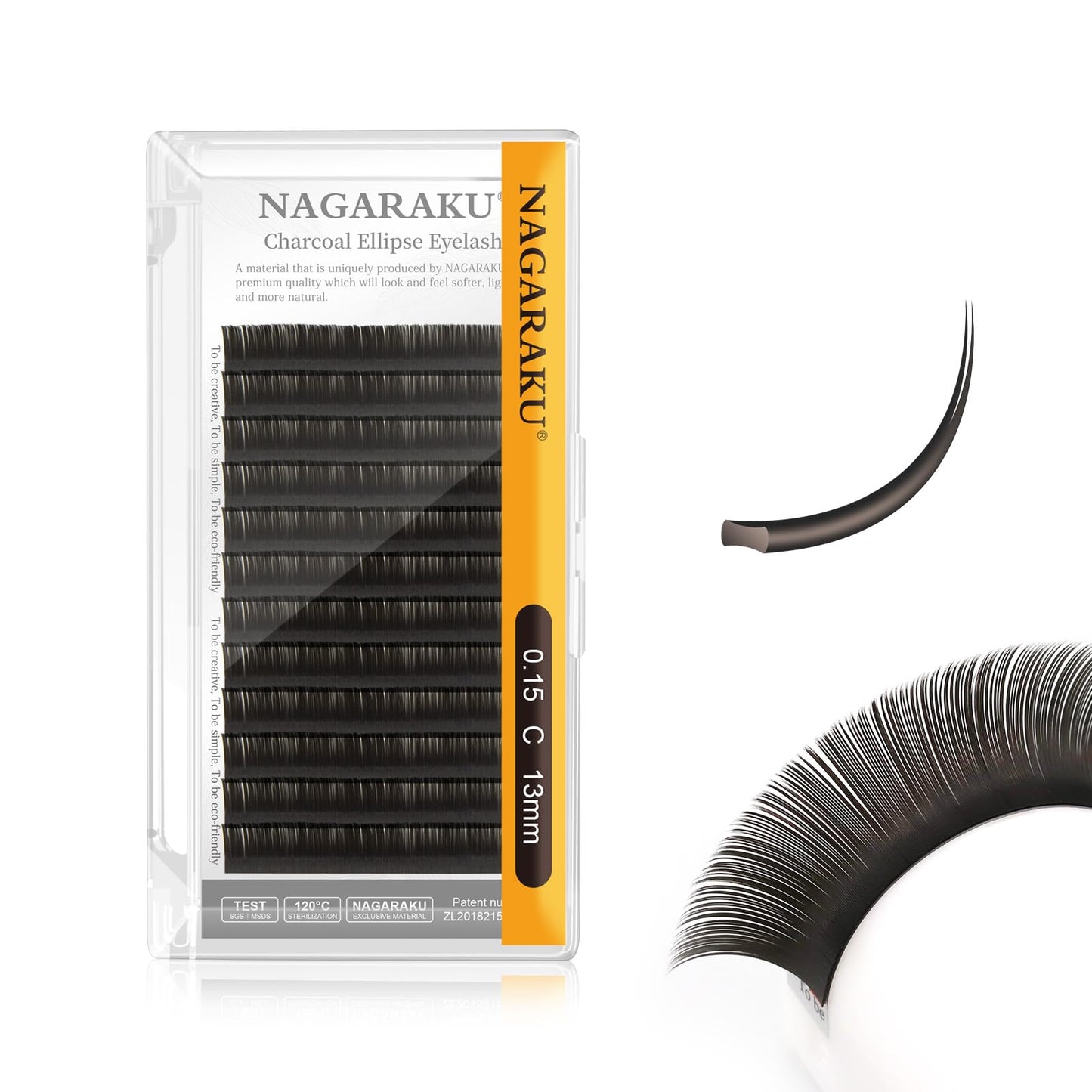 Nagaraku Double Tips Flat Ellipse Eyelash Extensions Supplies 0.15 C Curl 13Mm Natural Charcoal Color Faux Mink Super Soft Split