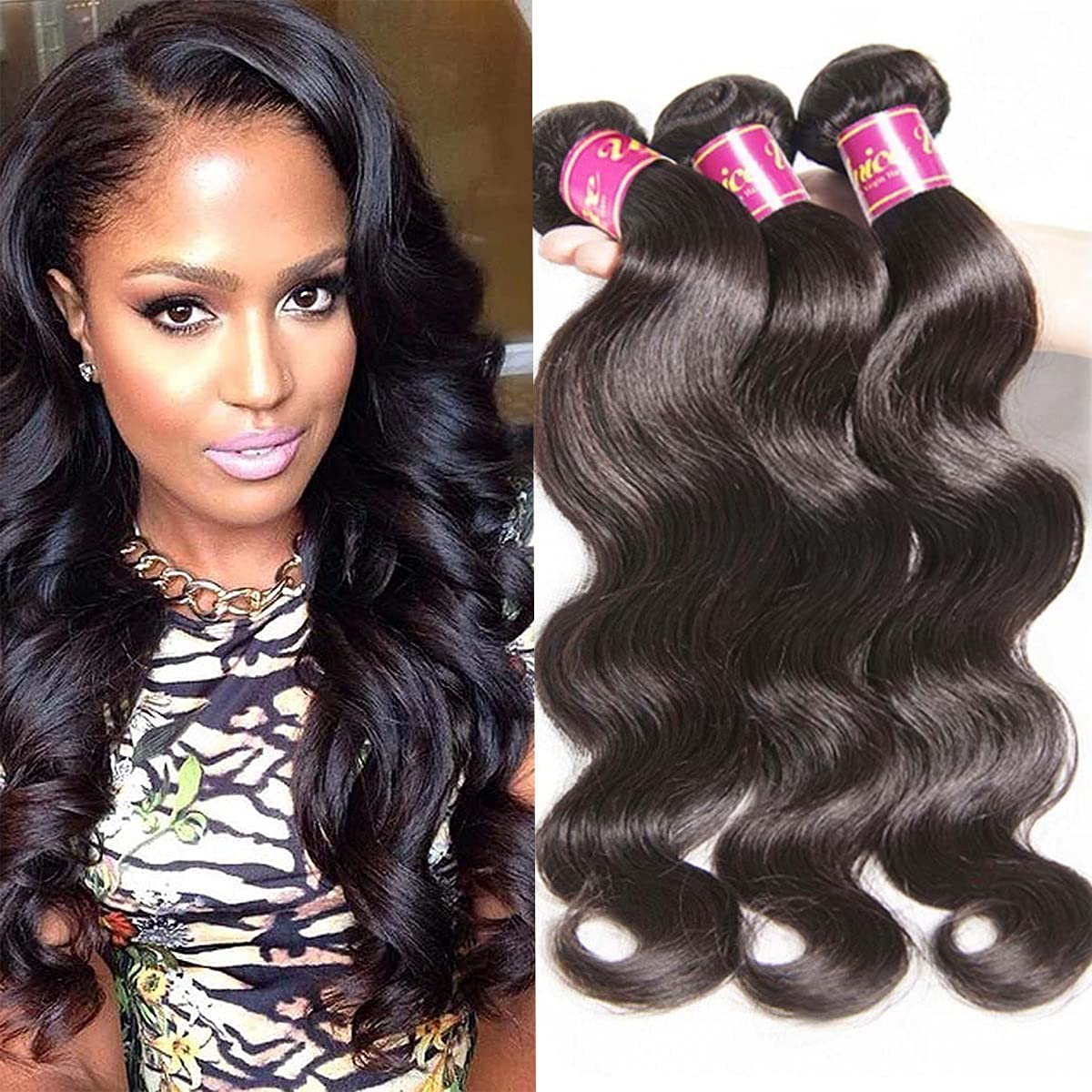 Unice Hair Icenu Series Hair 3 Bundles 100% Real Unprocessed Brazilian Virgin Human Hair Body Wave Hair Extensions Natural Color