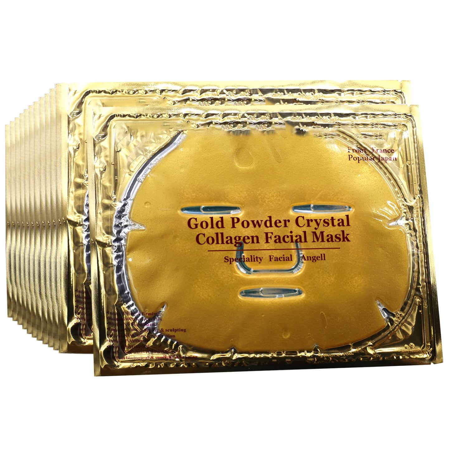 Permotary 12 Pcs 24K Gold Crystal Gel Collagen Facial Masks, Treatment Deep Moisturizing Facial Masks For Anti Aging Puffiness S