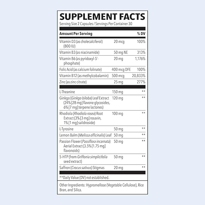 LifeSeasons - Mood Stabili-T - Positive Mood Booster - Enhanced Calmness and Happiness - Relaxed and Balanced Mind - Contains Rhodiola, Ginkgo Biloba, and Vitamin D3 - (60 Capsules)
