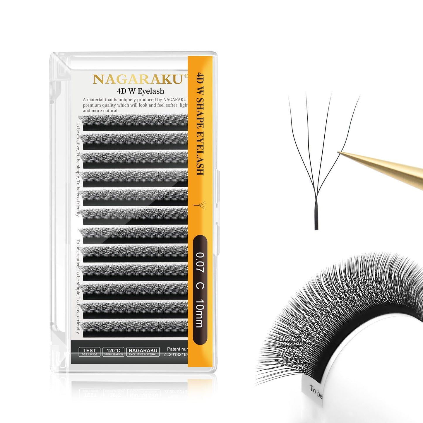 Nagaraku 4D W Shape Eyelash Extension Supplies Natural Soft Volume 0.07Mm C Curl 10Mm Premade Fans Faux Mink Matte Black Cluster