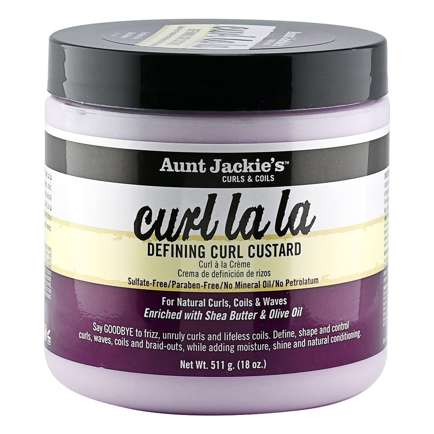 Aunt Jackie'S Hair Styling Agent Curl Custard, 18 Oz - For Natural Hair Curls, Coils And Waves, Enriched With Shea Butter And Ol