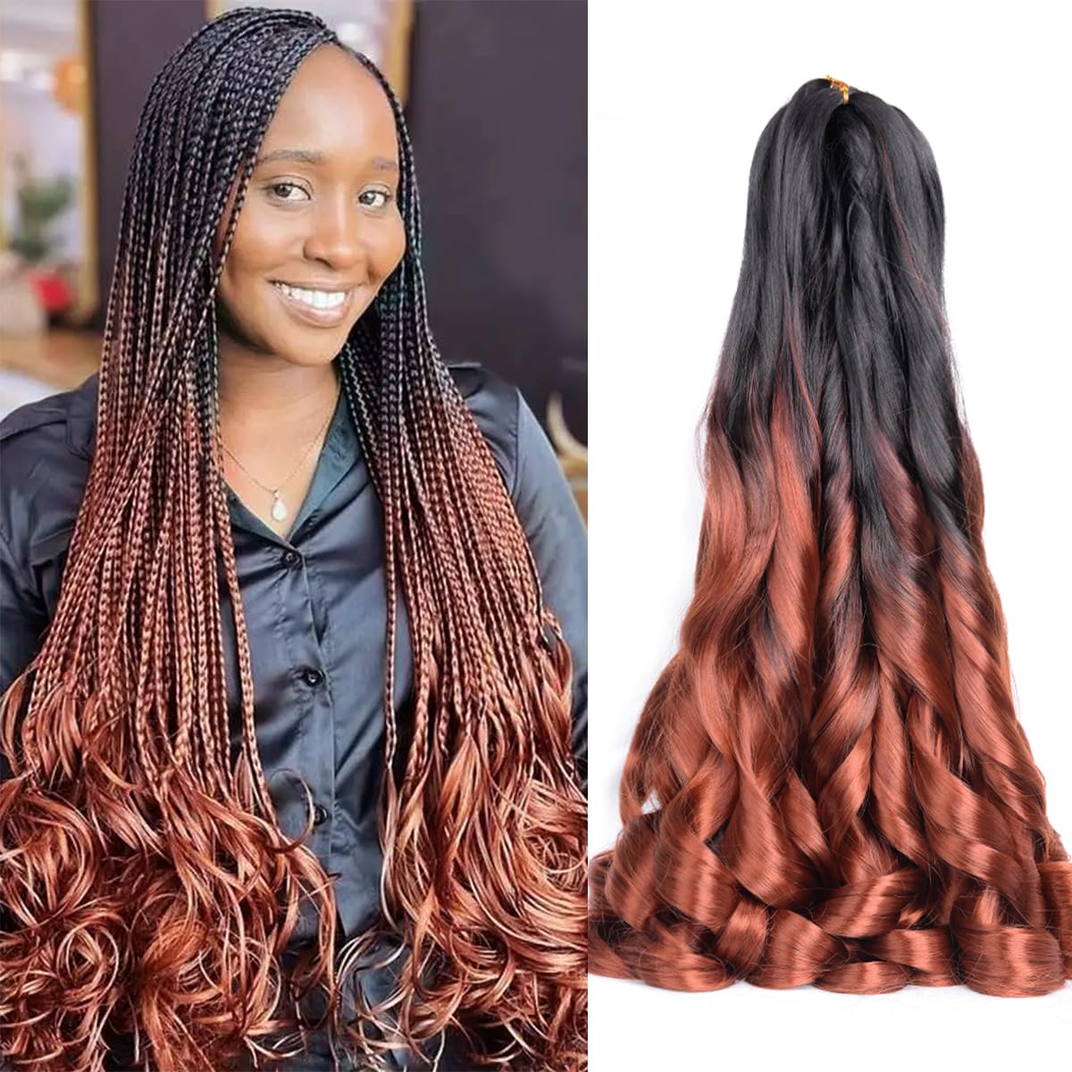 French Curls Braiding Hair 24 Inch Curly Braiding Hair 8 Pack 75G/Pack Loose Wavy Spiral Curl Braids Hair Extension Pre Stretche