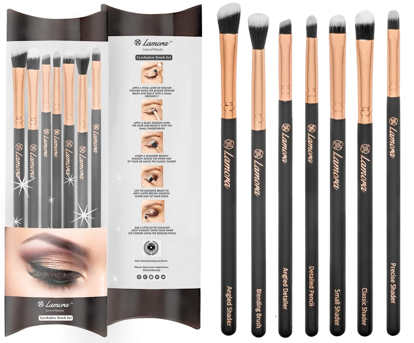 Eye Makeup Brushes Eyeshadow Brush Set - 7Pcs Soft Synthetic Eyeshadow Blending Brush Kit - For Blending Eyeshadow, Eyeliner, Cr