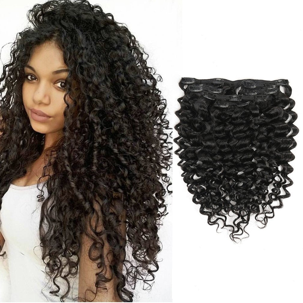 Clip In Human Hair Extensions Jerry Curly 3B 3C Real Hair Clip In Extensions For Black Women Natural Black Color 100% Brazilian