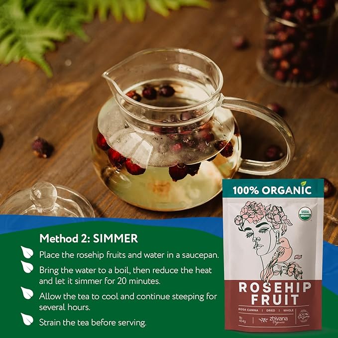Rosehip Fruit Tea (Pack of 4) - Immune Support, Vitamin C from Food, Digestive Tea - For Kids & Adults - 4 LB