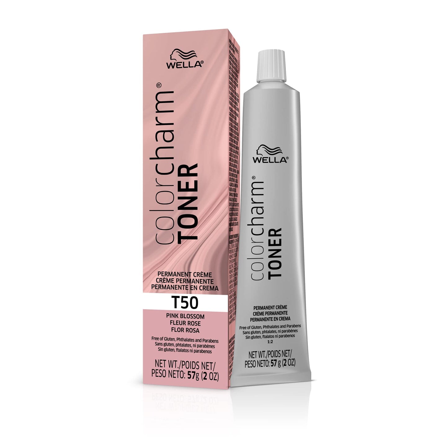 WELLA Color Charm Permanent Crme Toner, Free of Animal-Derivied Ingredients, Parabens Free, Gluten Free, T50 Pink Blossom, 2 oz