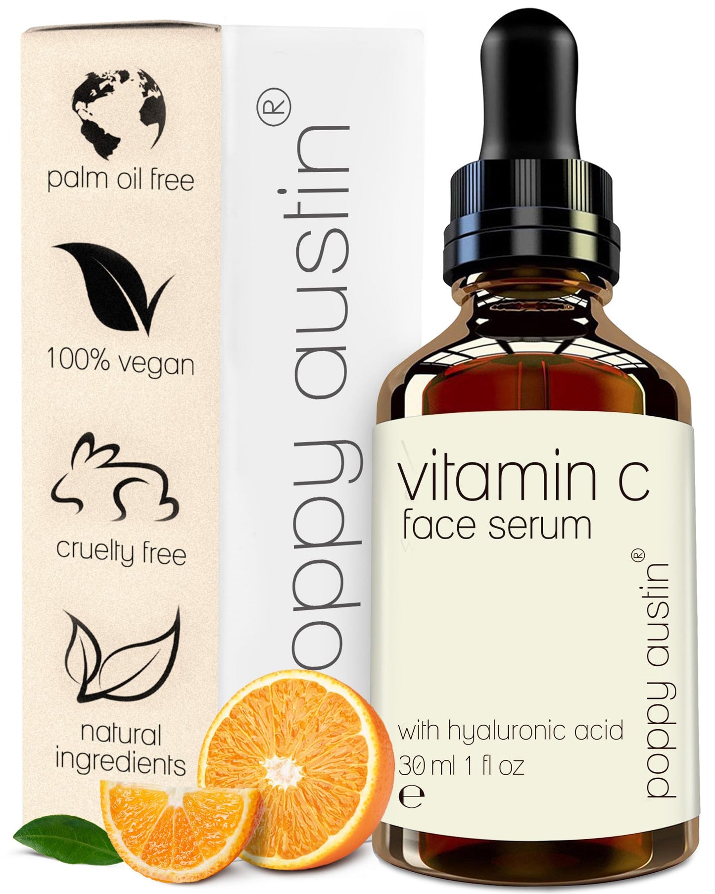 Poppy Austin Vitamin C Face Serum With Hyaluronic Acid, 2Oz