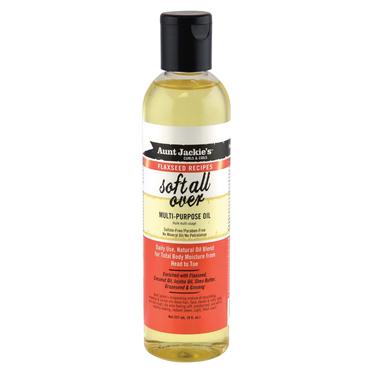 Aunt Jackie'S Flaxseed Recipes Soft All Over, Multi-Use Oil For Hair And Body, Enriched With Flaxseed, Avocado, Coconut Oil And