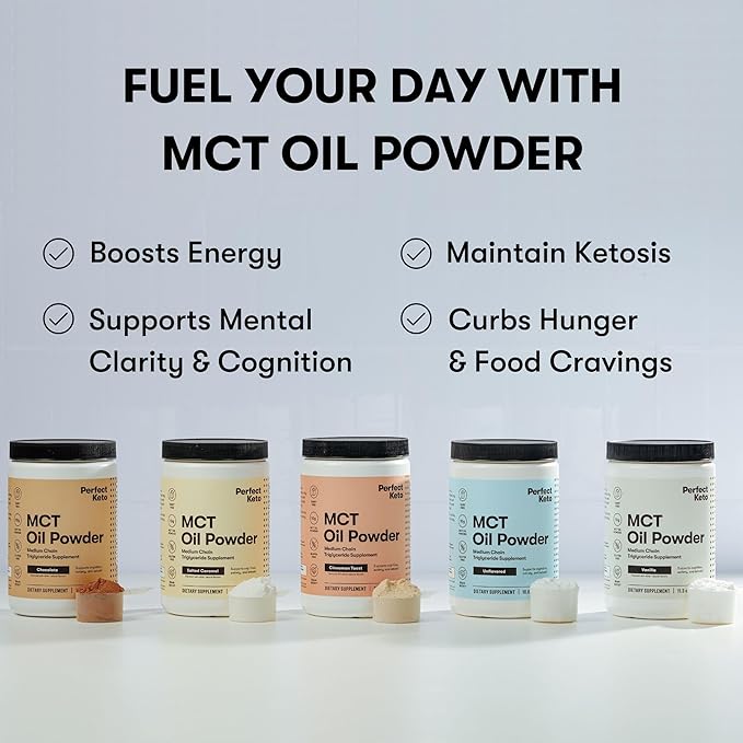 Perfect Keto 7g MCT Oil Powder, Medium Chain Triglycerides Supplement, Non Dairy Coffee Creamer for Keto Diet, Ketogenic MCT Oil Mix for Coffee, Smoothie, Protein Shakes, Chocolate, 30 Servings