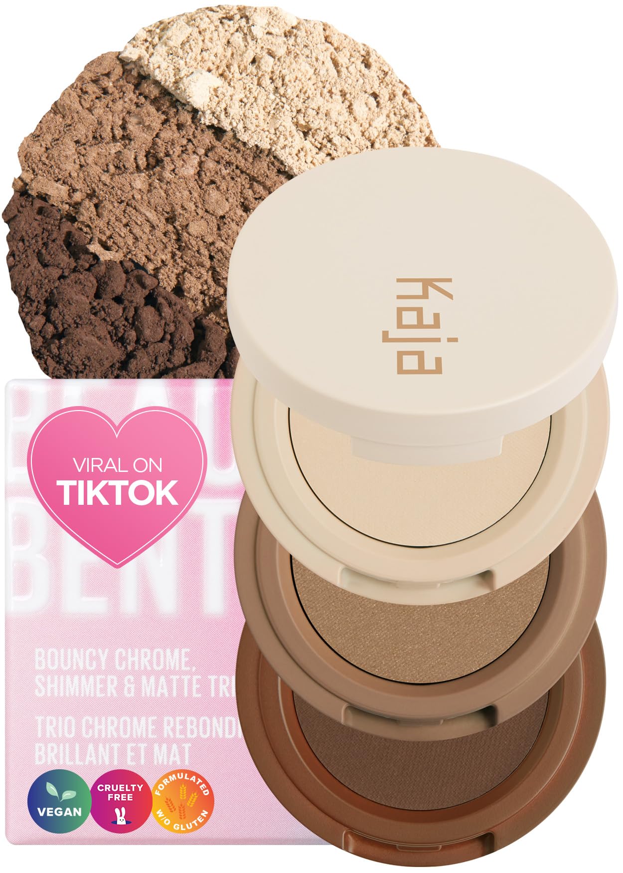 Kaja Beauty Bento Collection - Bouncy Eyeshadow Trio | Neutral Earthy Tones, Travel Size, 14 Neutral Moment, 2019 Allure Best Of