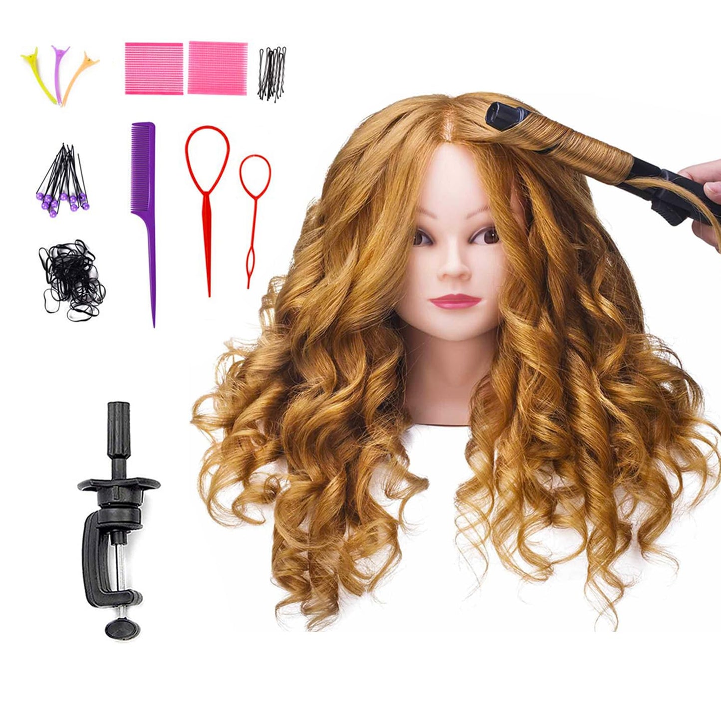 SOPHIRE 26''-28'' Long Hair Mannequin Head with 60% Real Hair, Hairdresser Practice Training Head Cosmetology Manikin Doll Head