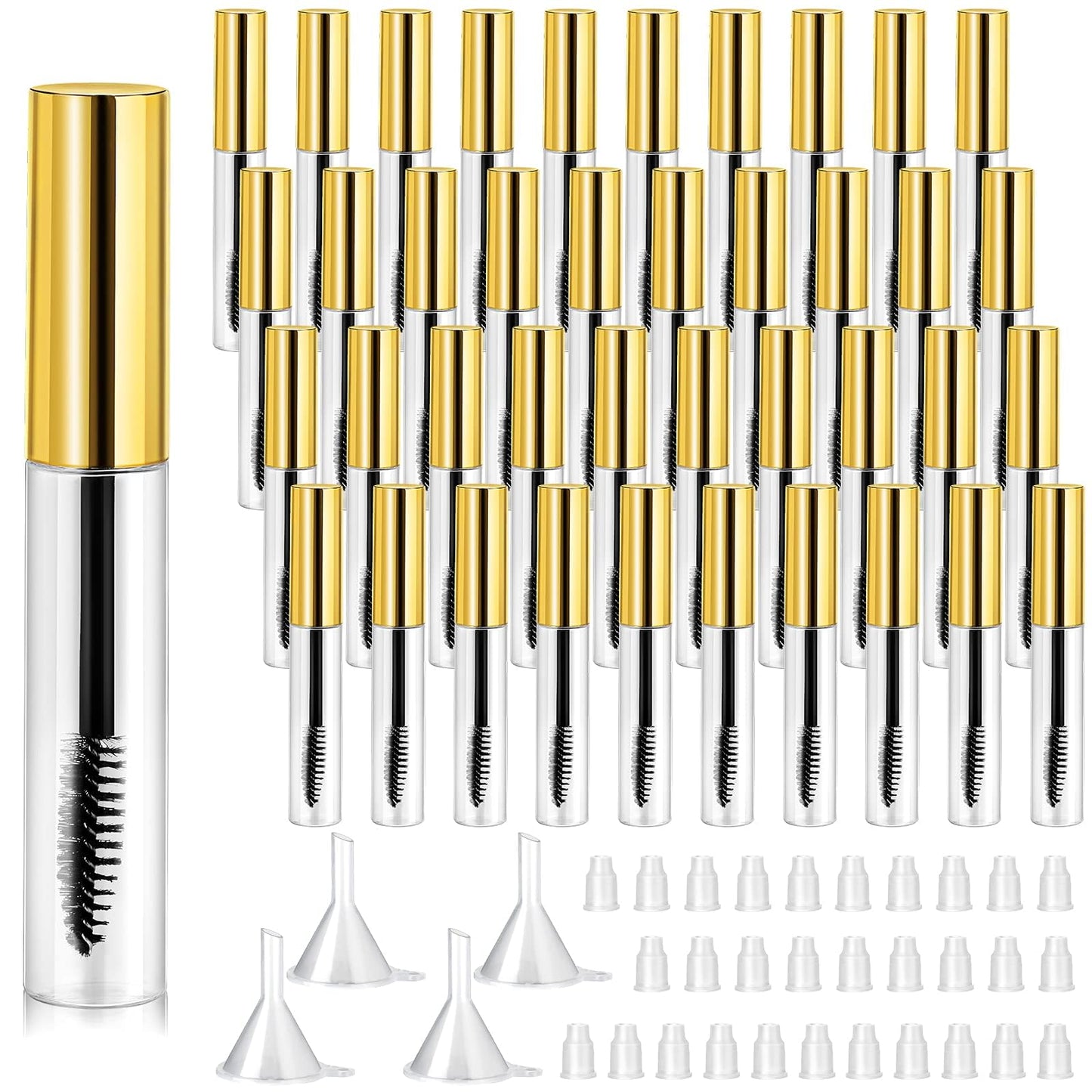 40 Pieces 10 Ml Empty Mascara Tubes Eyelash Wand Refillable Clear Bottles Eyelash Cream Container Bottle With 4 Pieces Transpare