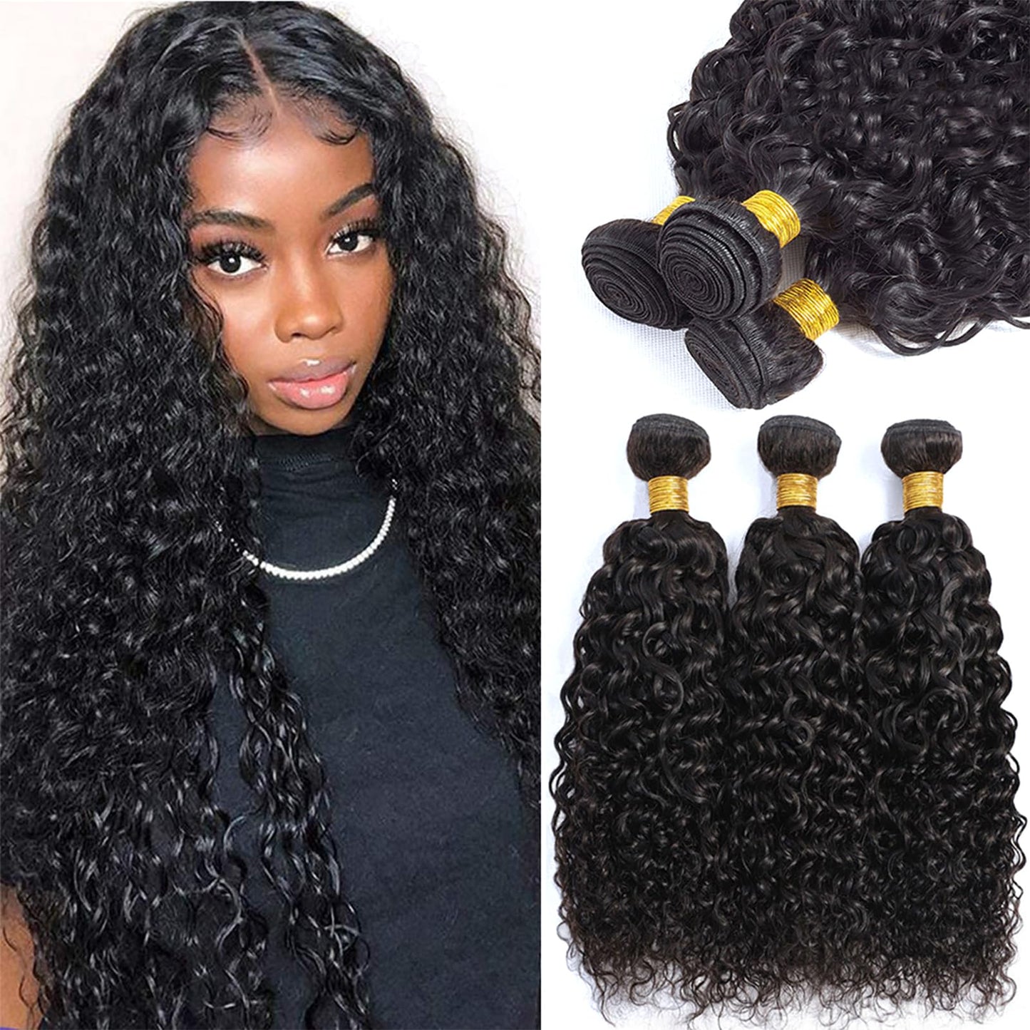 12A Curly Bundles Human Hair 10'' 12'' 14'' 300G Brazilian Curly Human Hair 3 Bundles 100% Unprocessed Virgin Remy Kinky Curly H