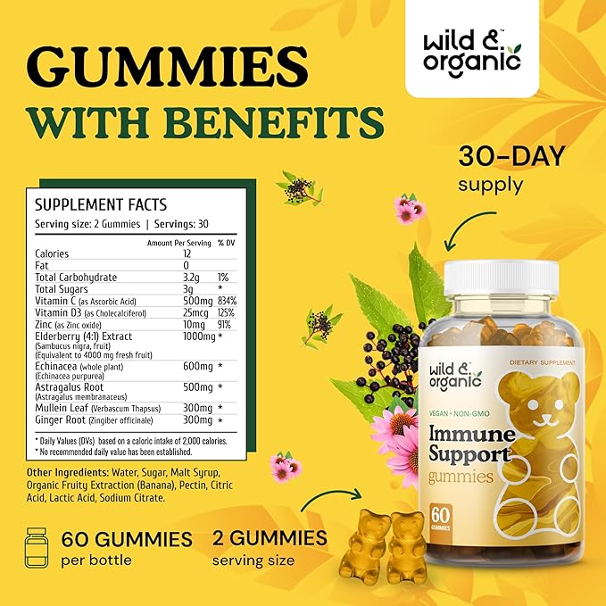 Wild & Organic Echinacea Goldenseal Tincture 4 fl oz & Immune Support Gummies