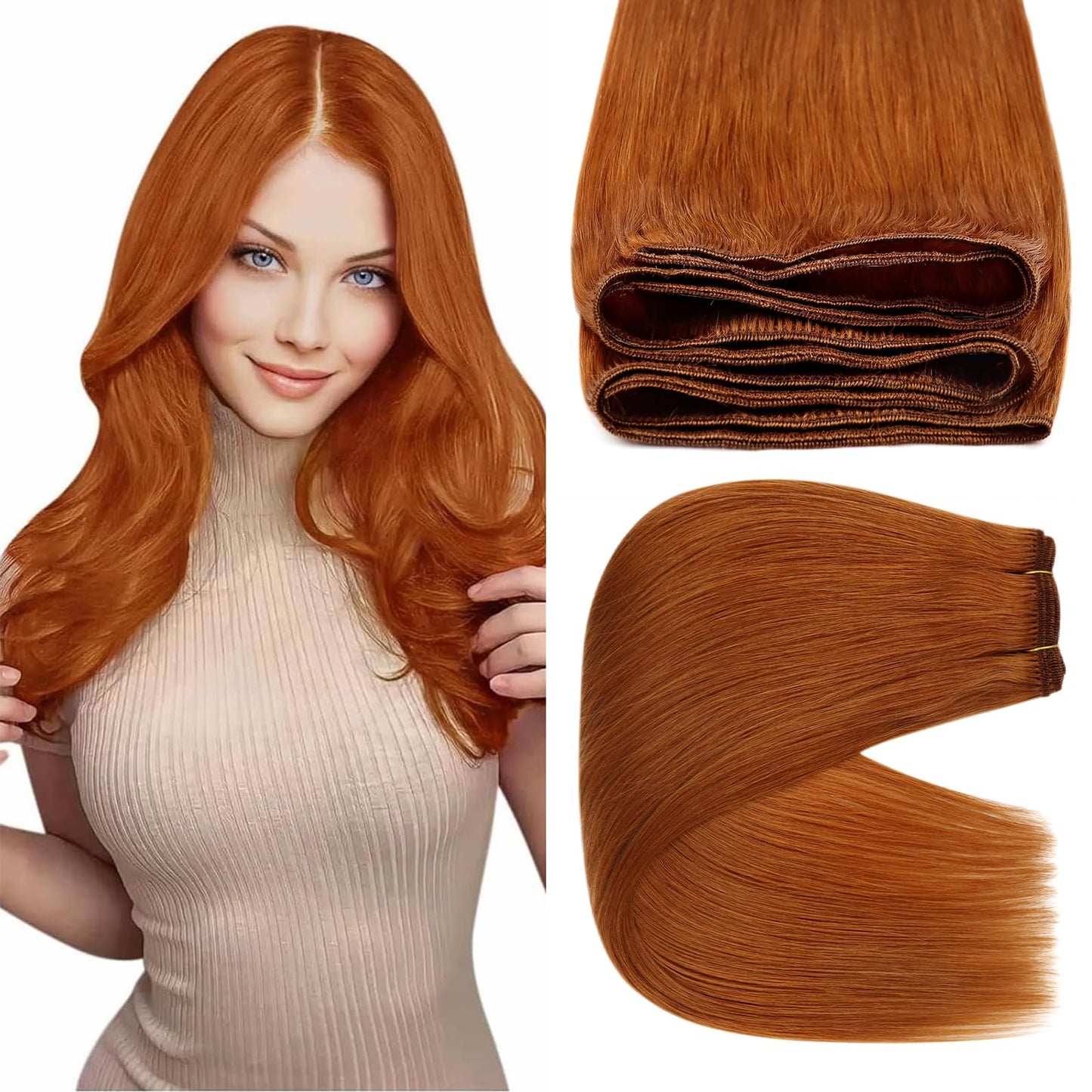 Sunny Copper Weft Hair Extensions Sew In Extensions Human Hair Straight Hair Weft Copper Sew In Hair Extensions Real Human Hair