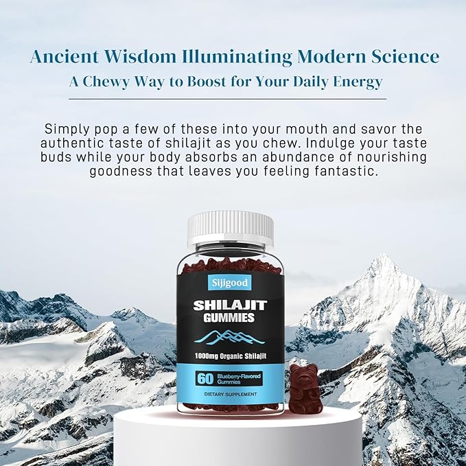 Shilajit Gummies, Shilajit Gummies with 85+ Trace Minerals, Shilajit for Men & Women, Himalayan Shilajit Supplement - 60 Blueberry Flavored Gummies