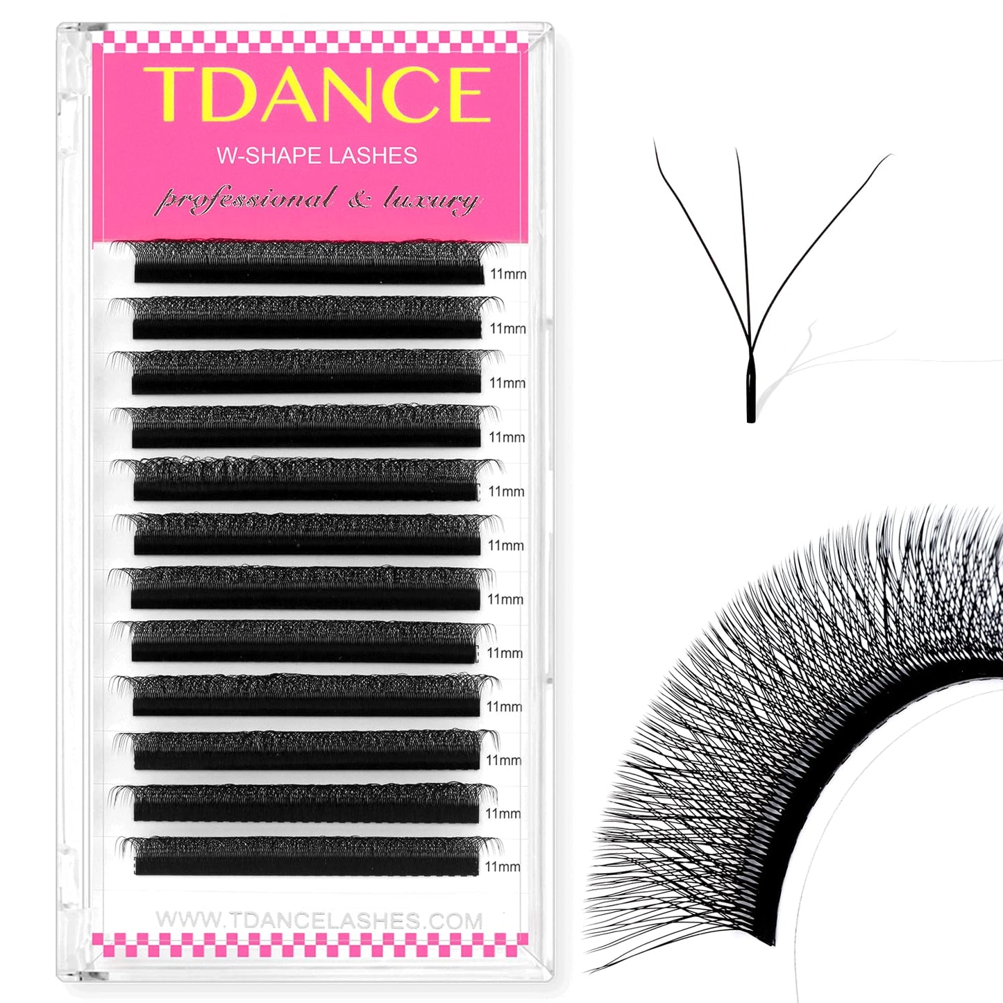Tdance W Eyelash Extensions 3D Premade Fans W Lashes 0.07 C/D Curl Matte Black W Shaped Volume Fans (W-3D-0.07-C-8-15Mm)