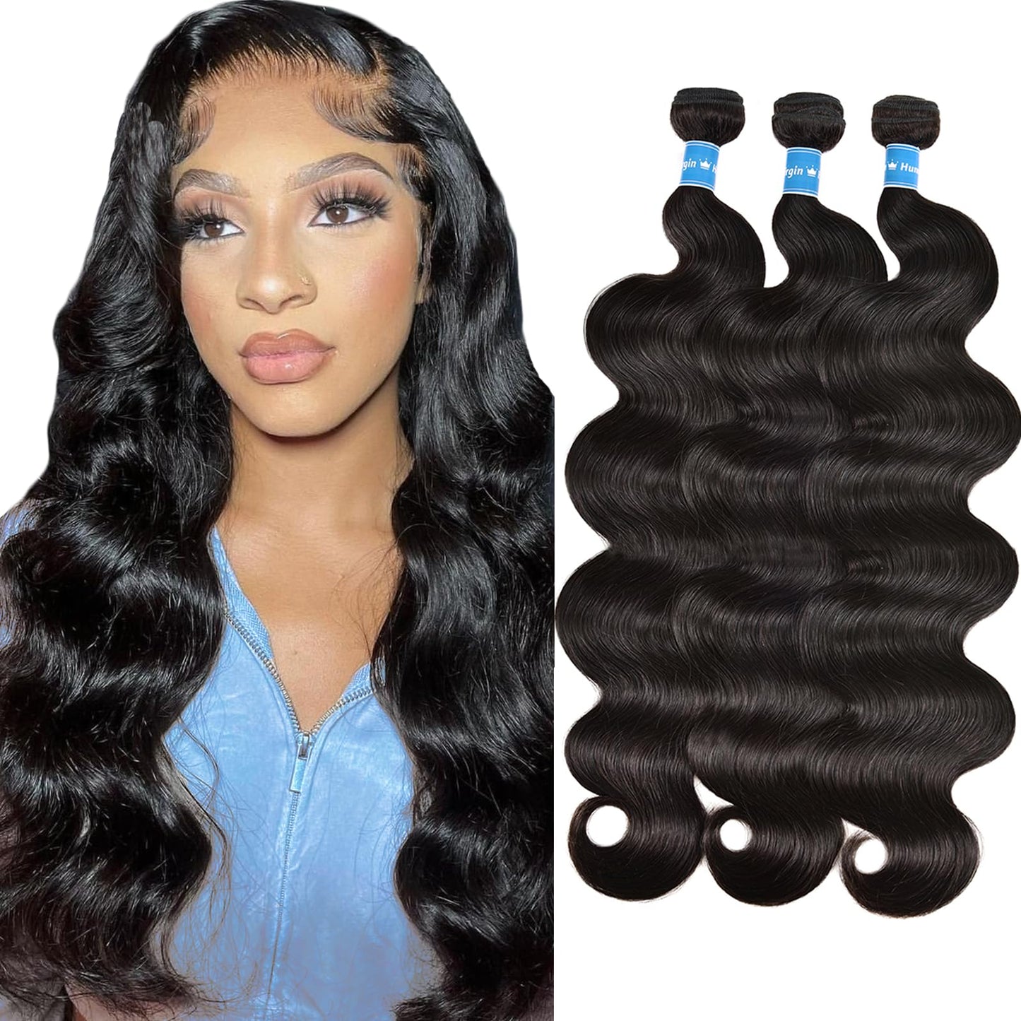 Body Wave Bundles Human Hair Brazilian Hair 3 Bundles Human Hair For Black Women 22 24 26 Inch 10A Grade 100% Unprocessed Body W