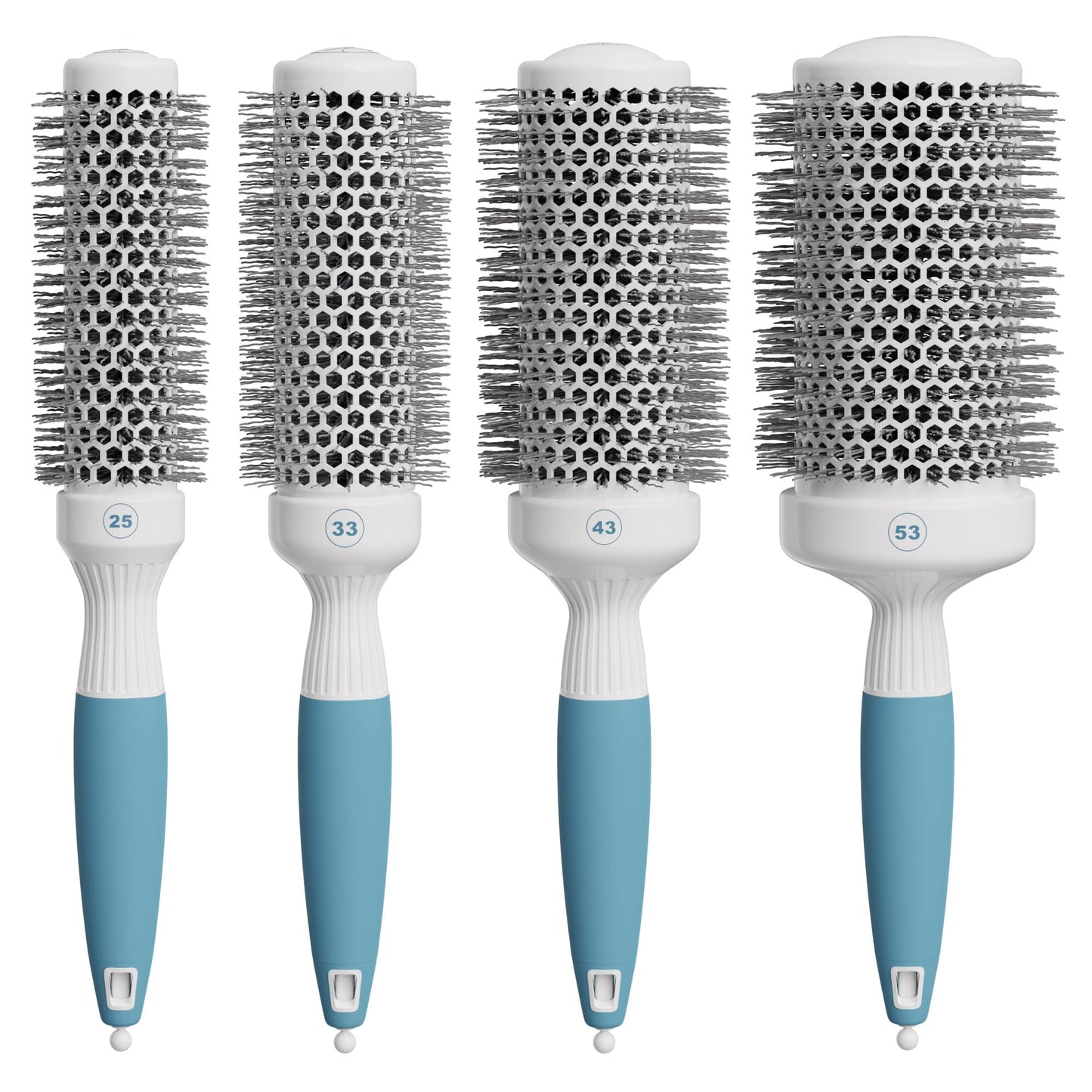 Round Brush Set For Blow Drying And Styling - Ceramic Ionic Thermal Brushes, Wet Hair Brush Bundle With Travel Bag For Women And