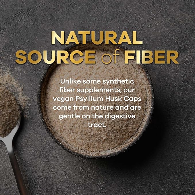 Psyllium Husk Fiber Supplement 1500mg, Natural Daily Soluble & Insoluble Fiber Pills, Psyllium Husk Powder Capsules Supports Digestion Colon Health & Regularity, Plant Based Supplement - 120 Capsules