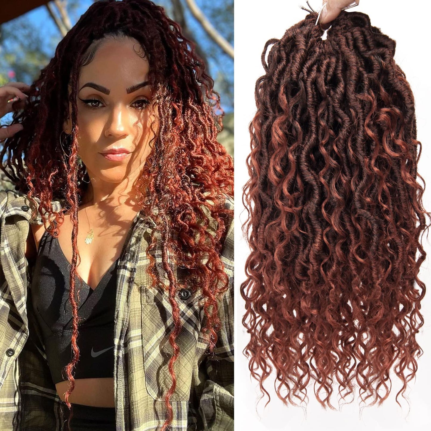 Goddess Locs Crochet Hair 12Inch Curly Faux Locs Crochet Hair River Locs Hippie Locs Pre Looped Crochet Braids Bohemian Locs Cro