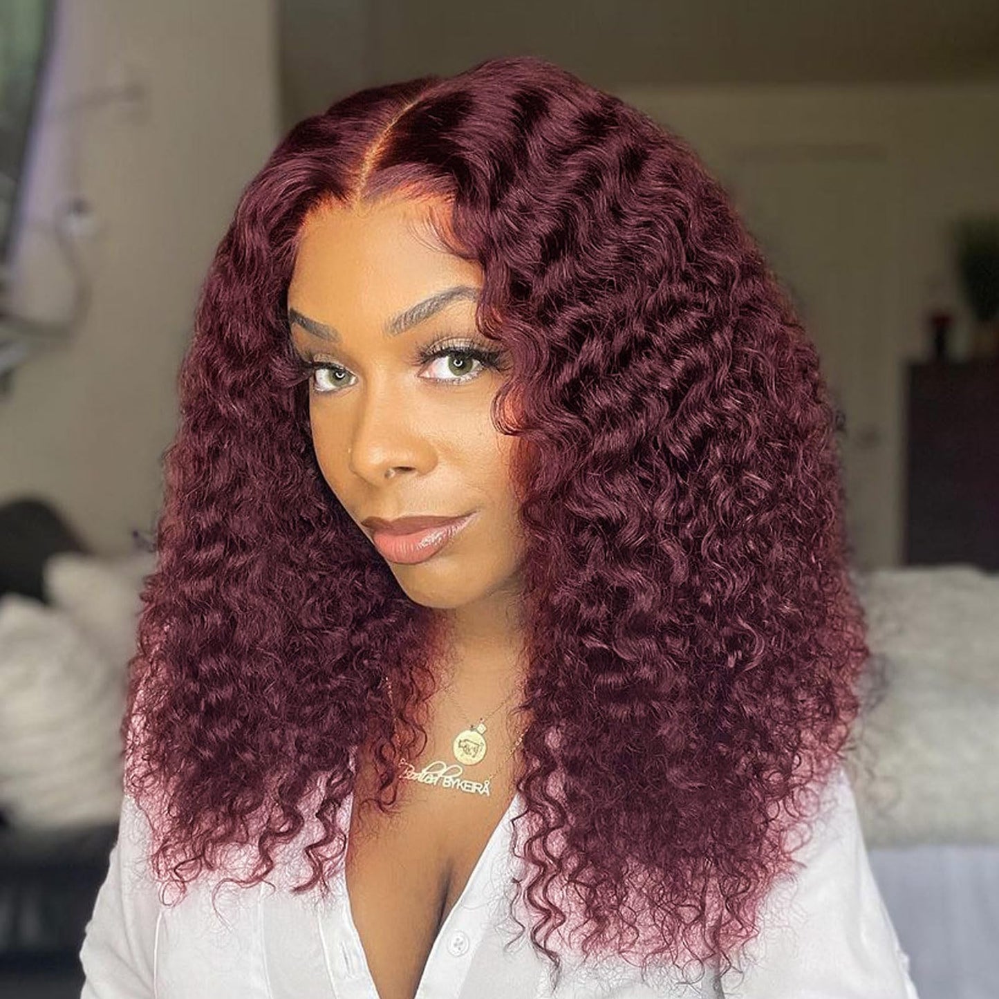 Huiwanyan 99J Burgundy Deep Wave Lace Front Wigs Human Hair 13X4 Hd Lace Frontal Wigs For Black Women Burgundy Lace Front Wigs H