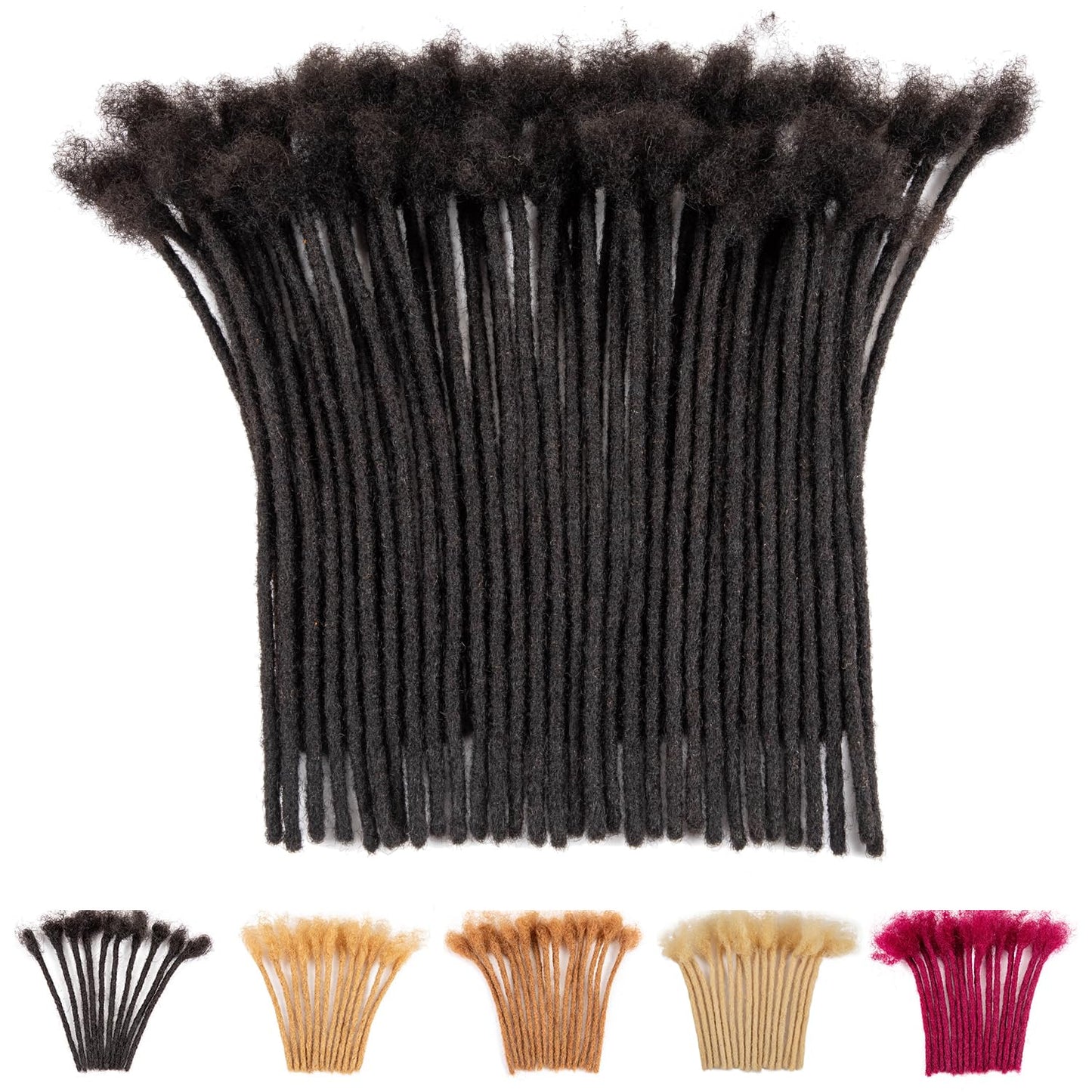 Teresa 10 Inch 0.6Cm Width Loc Extension Human Hair Natural Black 70 Strands Full Hand-Made Permanent Locs Extensions Can Be Dye
