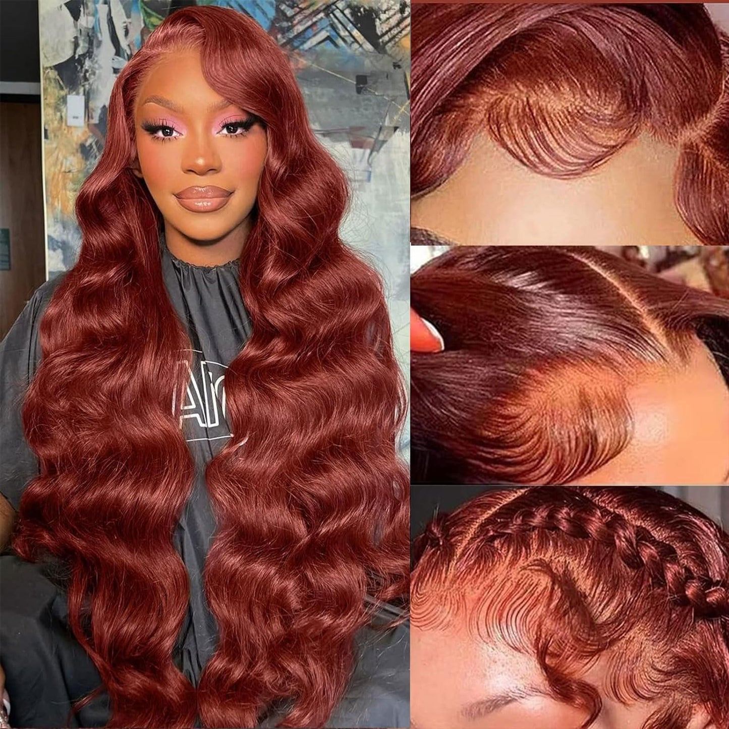 Aicrelery 32 Inch Reddish Brown Lace Front Wigs Human Hair Pre Plucked 13X6 Hd Transparent Body Wave Auburn Colored Lace Front W